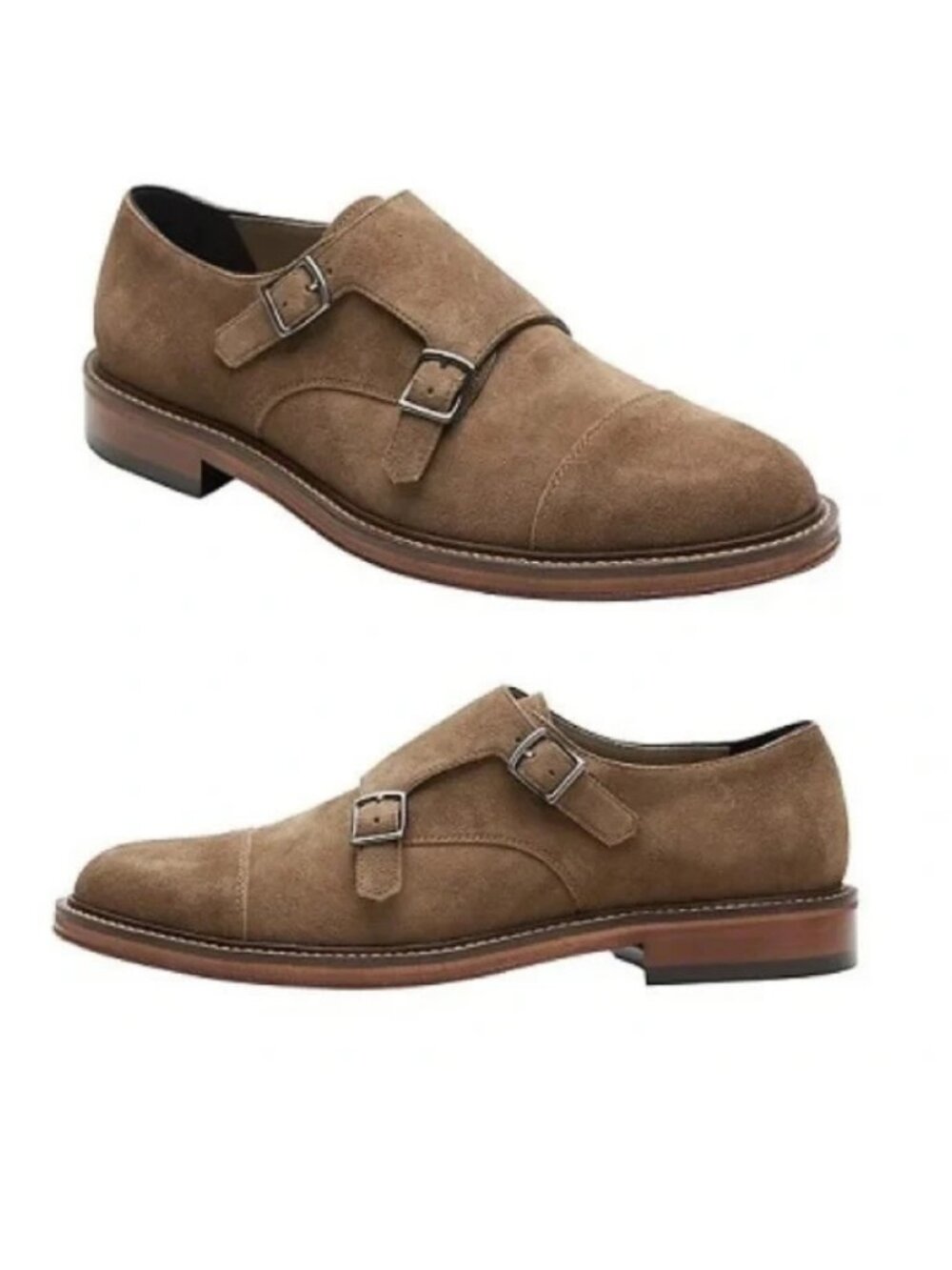 Banana Republic Marden Men’s Tan Suede Monk Strap Dress Shoes Size 10 NEW